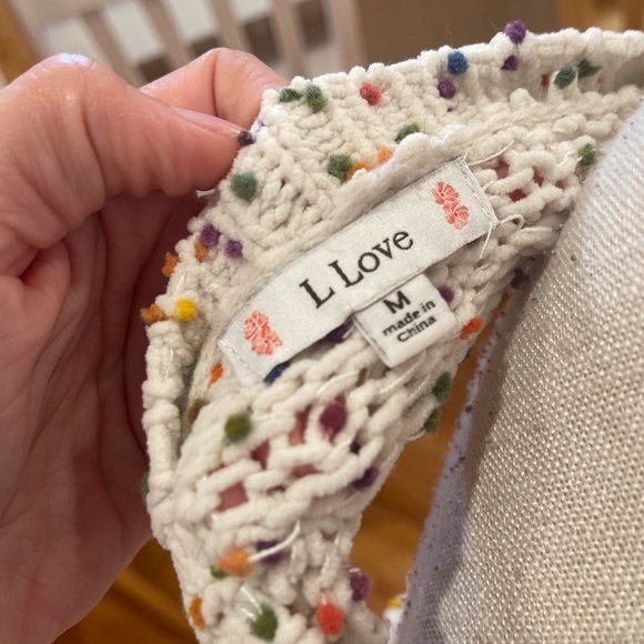 L Love cream destroyed colorful speckled sweater - Picture 6 of 8